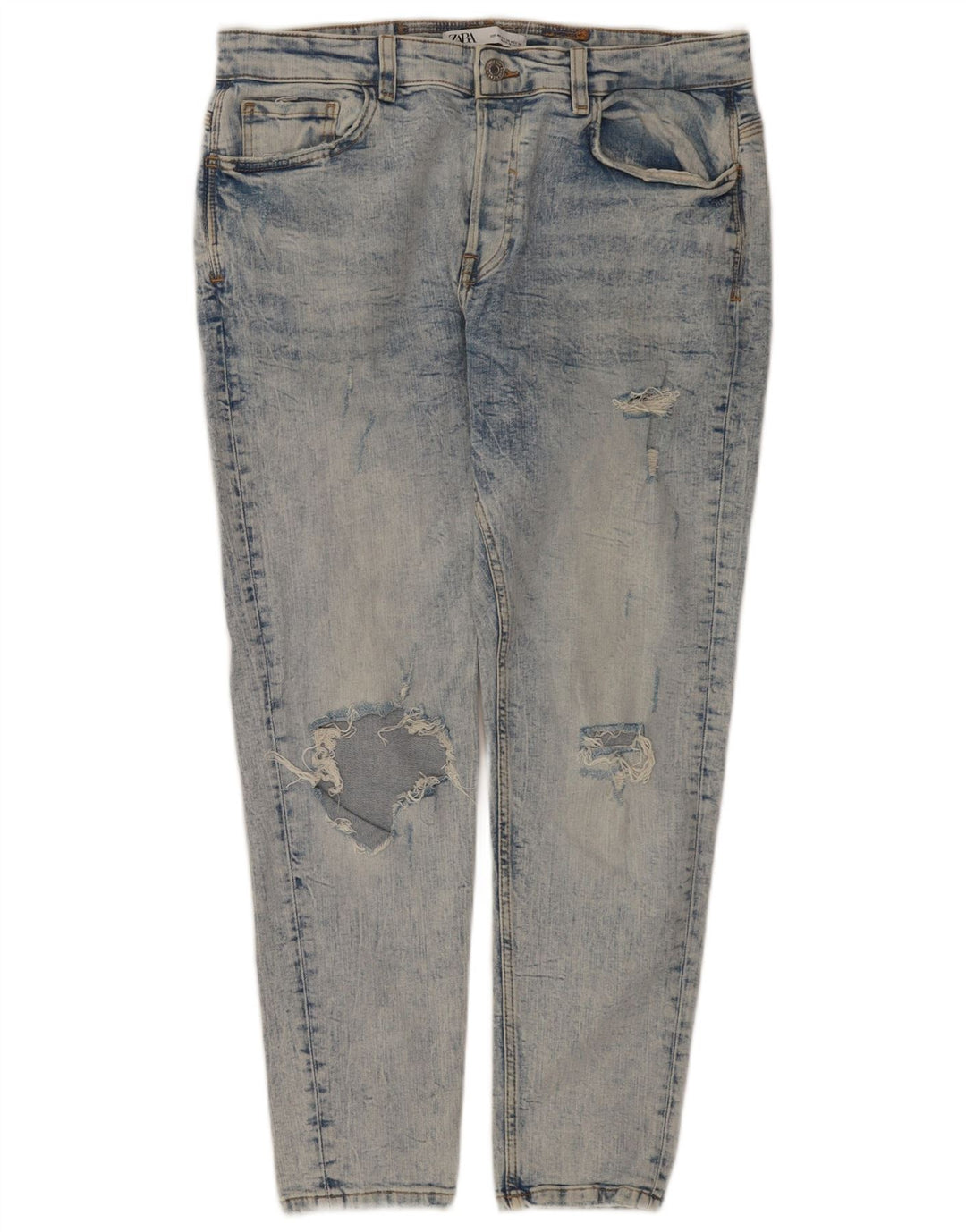 Zara Jeans ajustados desgastados para hombre EU 44 Large W34 L28 Azul