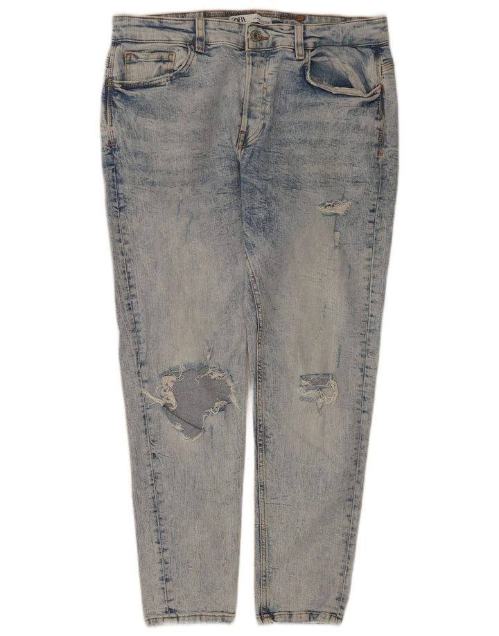 Zara Jeans ajustados desgastados para hombre EU 44 Large W34 L28 Azul