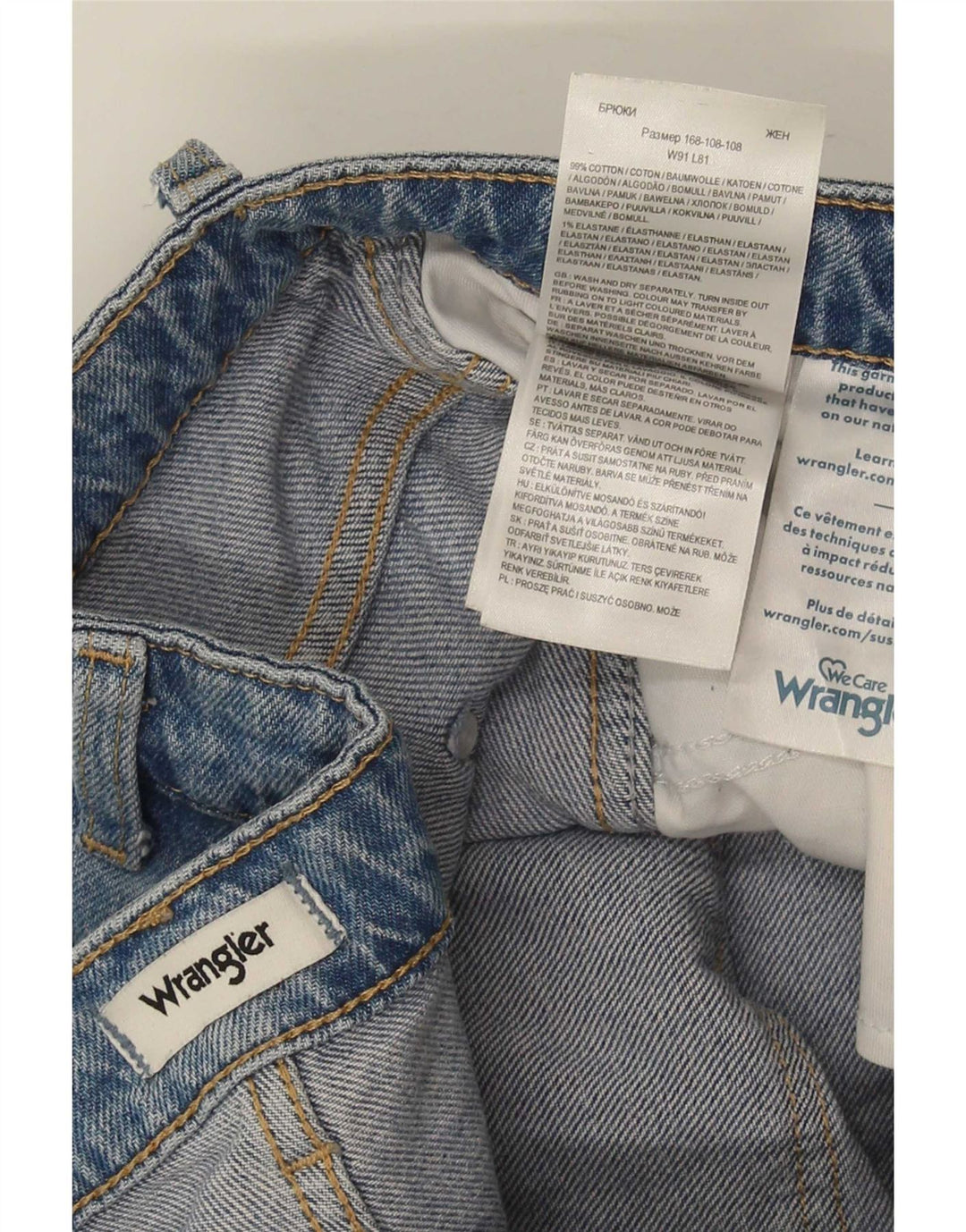 Wrangler Vaqueros Mom Rectos Para Hombre W36 L32 Algodón Azul