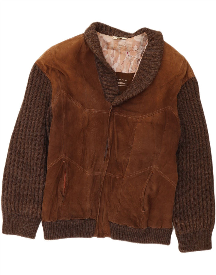 Bizzarro Chaqueta de ante para hombre IT 50 Large Marrón Colorblock