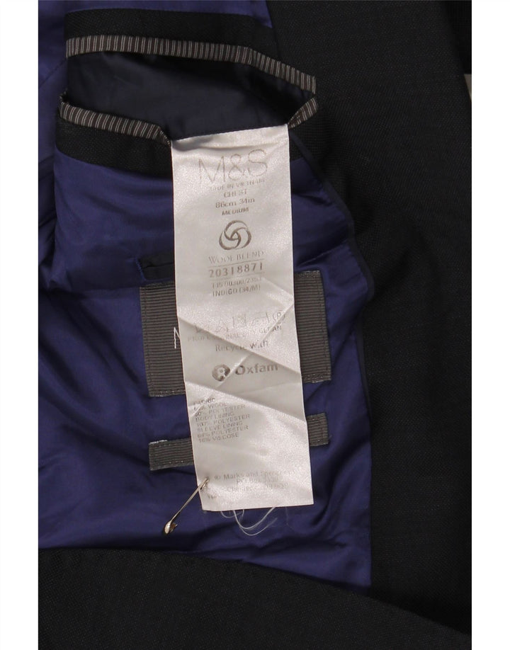 Marks & Spencer Chaqueta tipo blazer de 2 botones para hombre UK 34 XS Lana azul marino