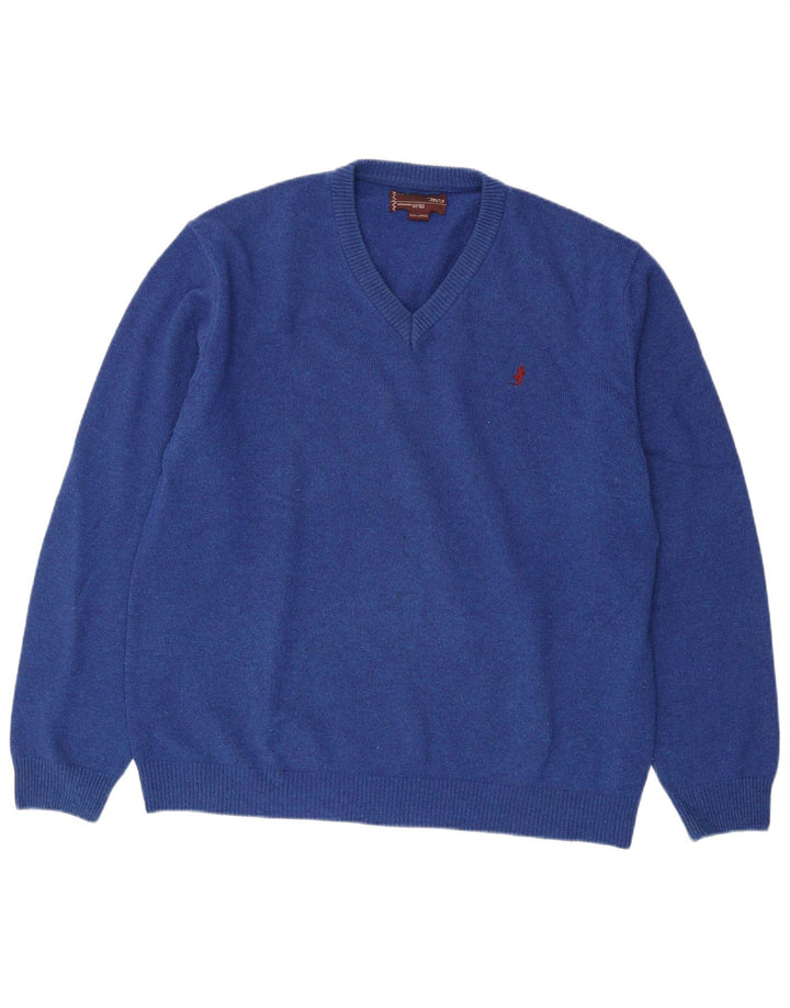 Marlboro Classics - Jersey con cuello en V para hombre, talla 3XL, lana azul