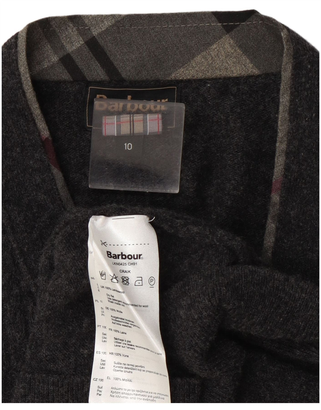 Barbour - Cárdigan para mujer, talla 10, lana gris pequeña