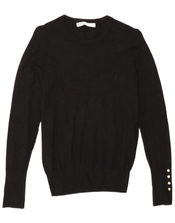 Zara - Jersey de cuello redondo para mujer, talla 40, talla M, color negro