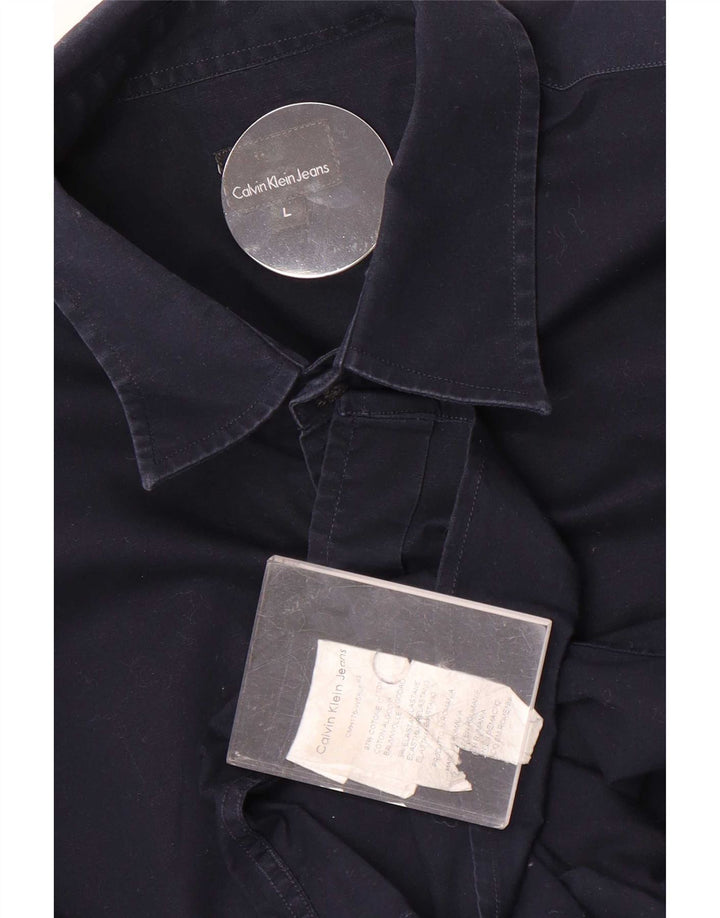 Calvin Klein Jeans Camisa para hombre grande azul marino algodón