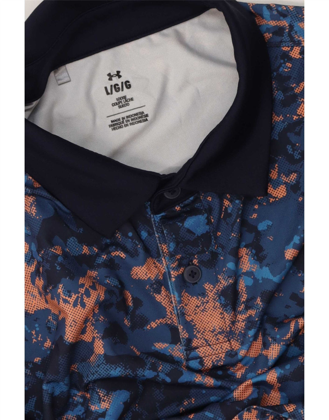 Under Armour Polo para hombre con teñido anudado azul marino grande