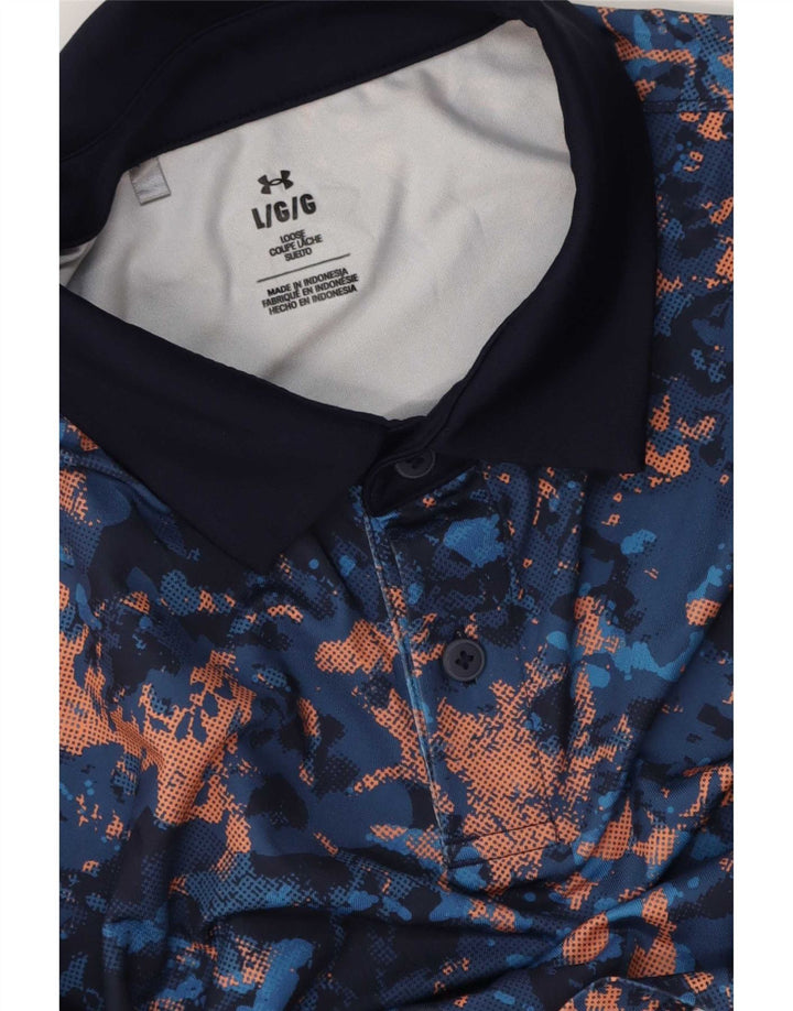 Under Armour Polo para hombre con teñido anudado azul marino grande