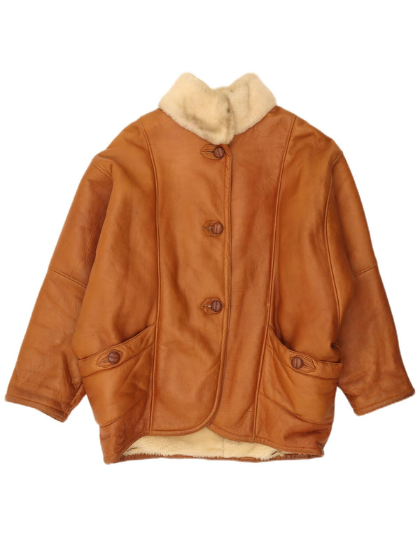Vintage mujer chaqueta de piel de oveja de gran tamaño IT 44 Marrón Medio
