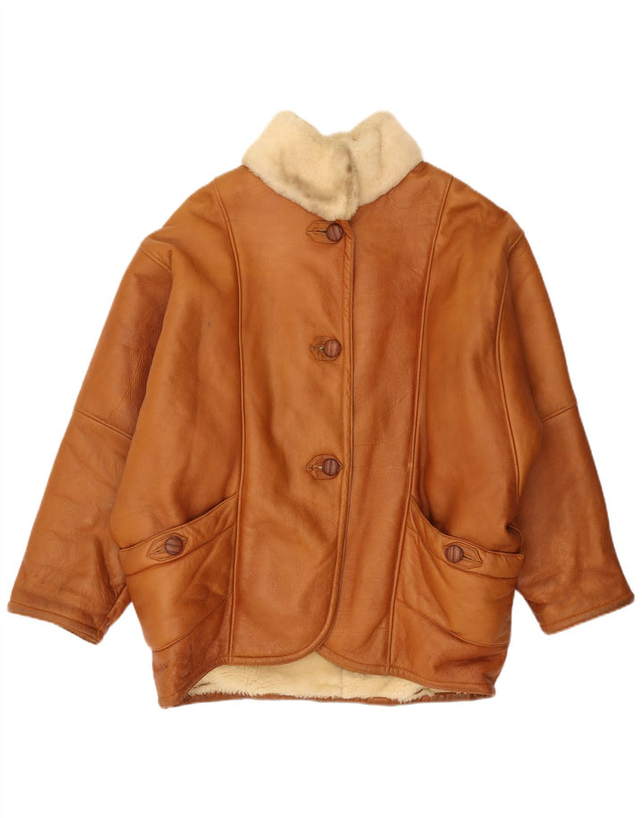 Vintage mujer chaqueta de piel de oveja de gran tamaño IT 44 Marrón Medio