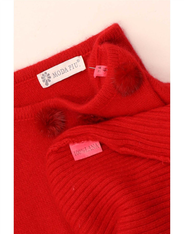 Moda Piu Jersey Mujer Cuello Barco IT 41 Lana Roja Mediana
