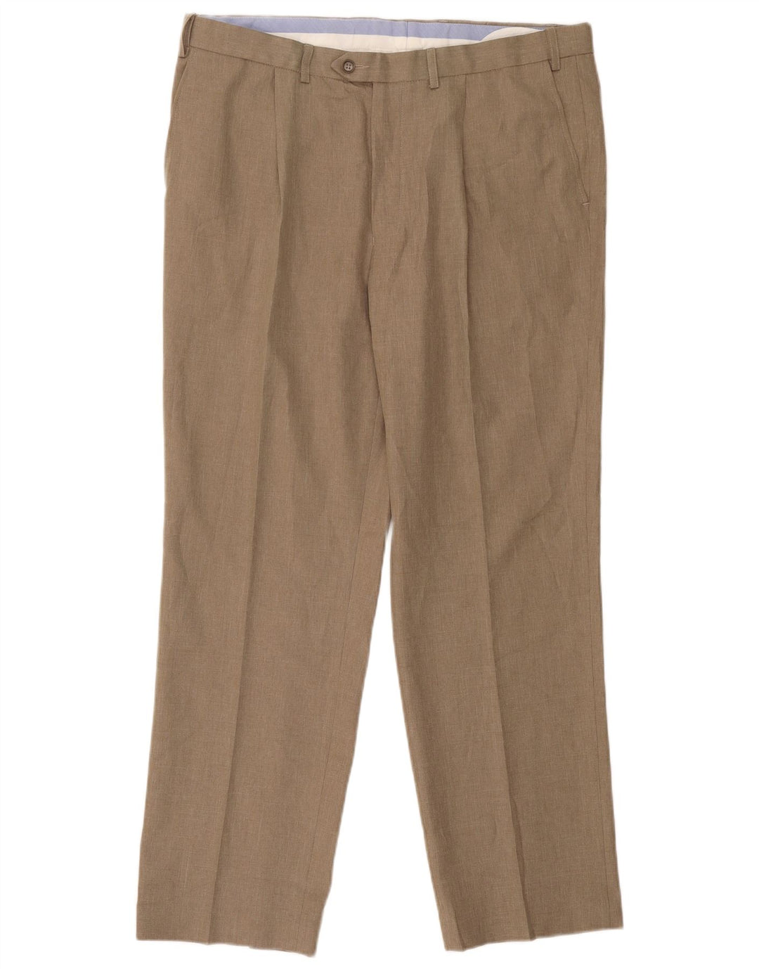 Marks & Spencer Pantalón de traje de corte regular para hombre W38 L31 Poliéster beige