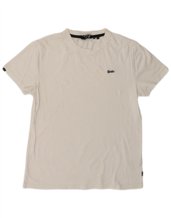 SUPERDRY Hombre Camiseta Top Medium Blanco Algodón