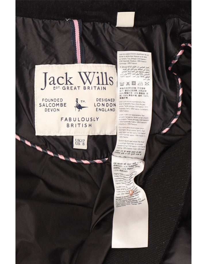 JACK WILLS Chaqueta acolchada para mujer UK 12 Mediana Negro Poliéster