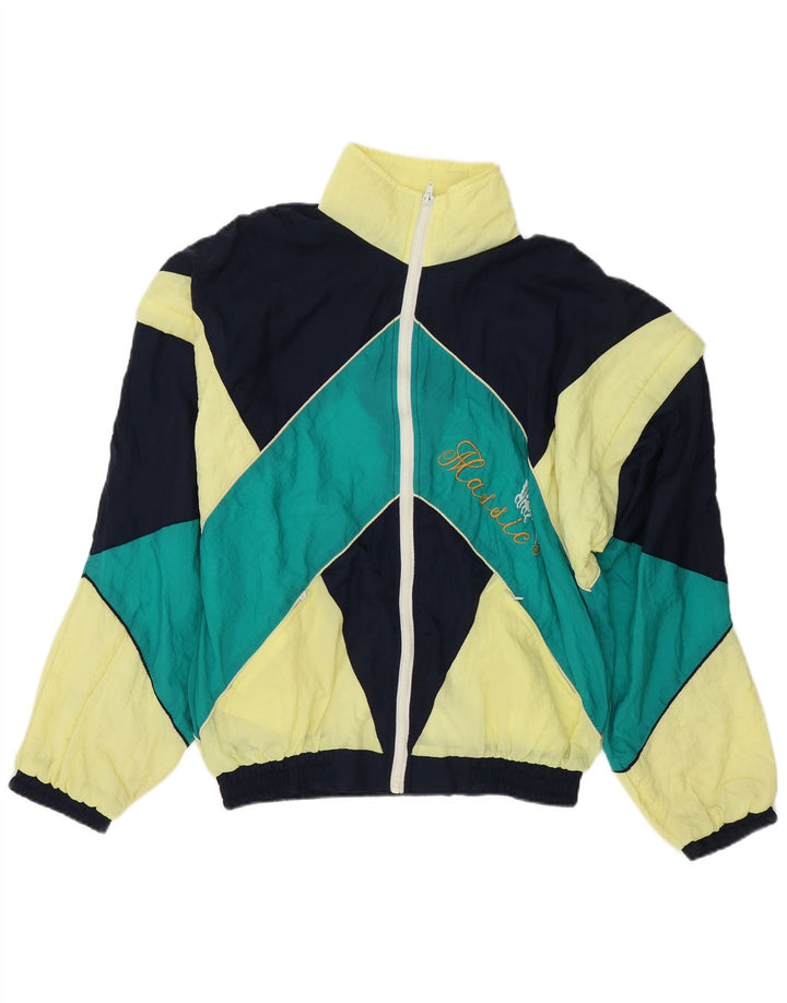 VINTAGE Chaqueta superior de chándal gráfico para hombre Bloque de color multicolor grande