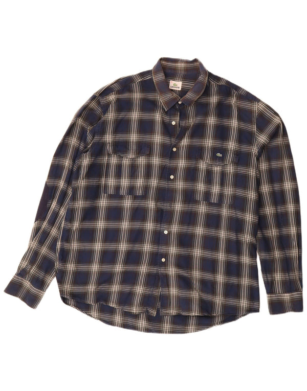 Camisa Lacoste Hombre Talla 46 2XL Azul Marino Cuadros Algodón