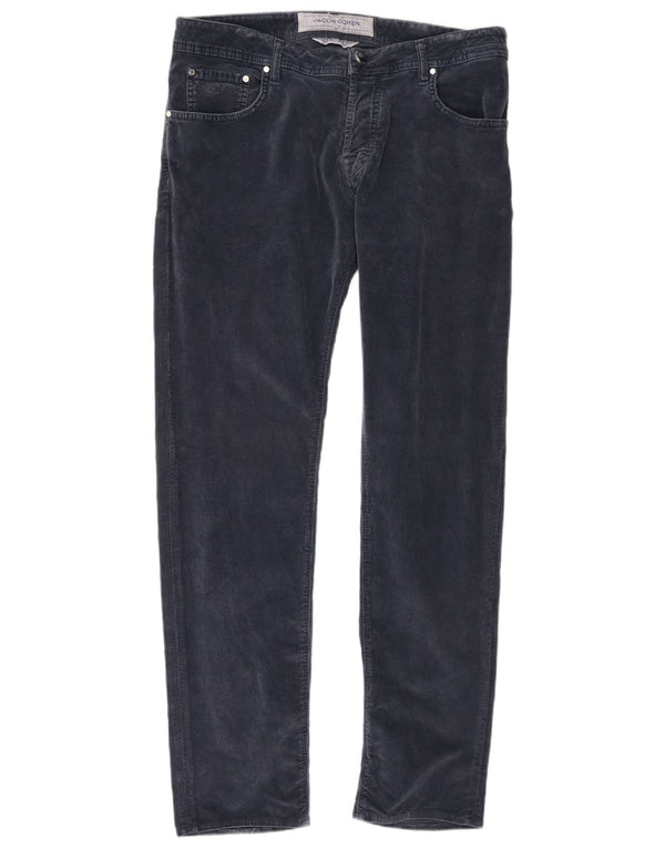 Jacob Cohen Pantalones de pana delgados para hombre W36 L34 Algodón azul marino