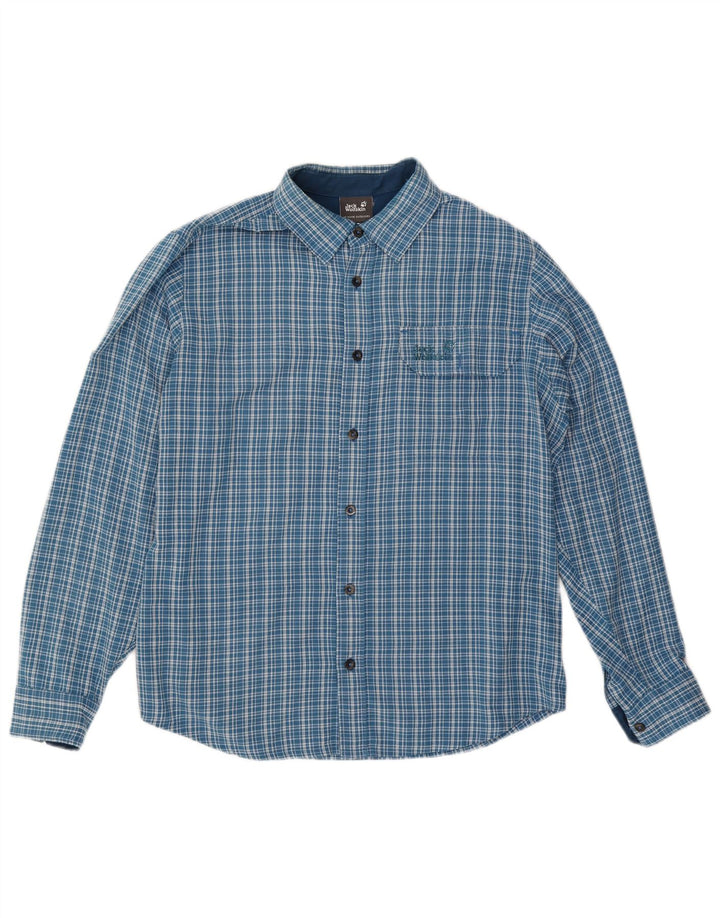 Jack Wolfskin Camisa de franela para hombre UK 36/38 Medium Blue Check