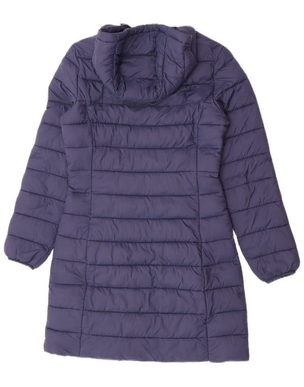 Tommy Hilfiger Abrigo acolchado con capucha para mujer UK 10 Small Poliamida azul marino