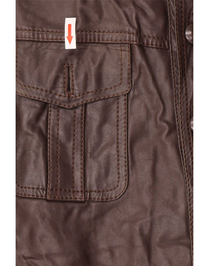 Vintage hombres chaqueta de cuero Reino Unido 36 pequeño marrón