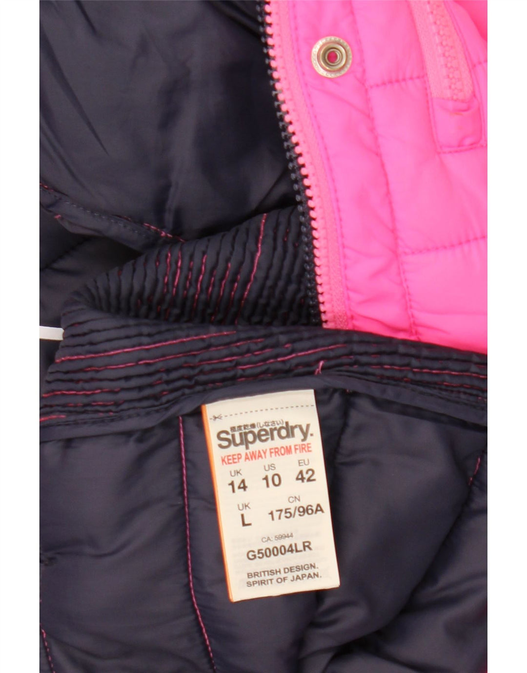 Superdry Chaqueta Acolchada Con Capucha Para Mujer UK 44 Poliéster Rosa Grande