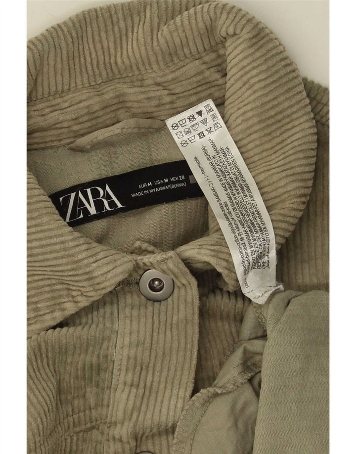 Zara Mujer Chaqueta De Pana UK 44 Algodón Caqui Mediano