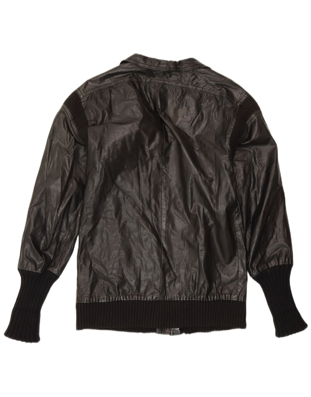 VINTAGE Chaqueta de cuero para mujer Reino Unido 14 Cuero negro medio