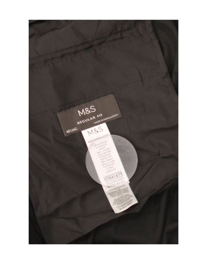Marks & Spencer Pantalón de traje de corte regular para hombre W46 L33 Poliéster negro