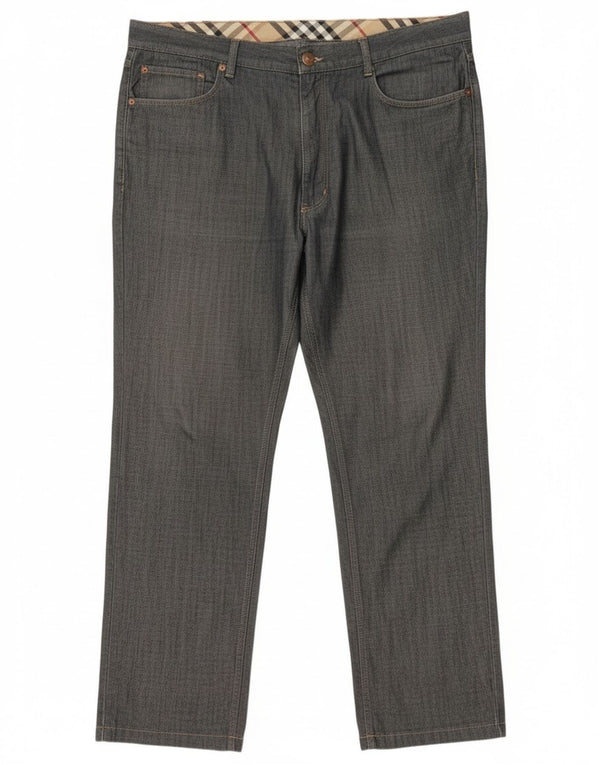 Burberry Pantalones casuales rectos para hombre UK 58 2XL W32 L32 Algodón azul