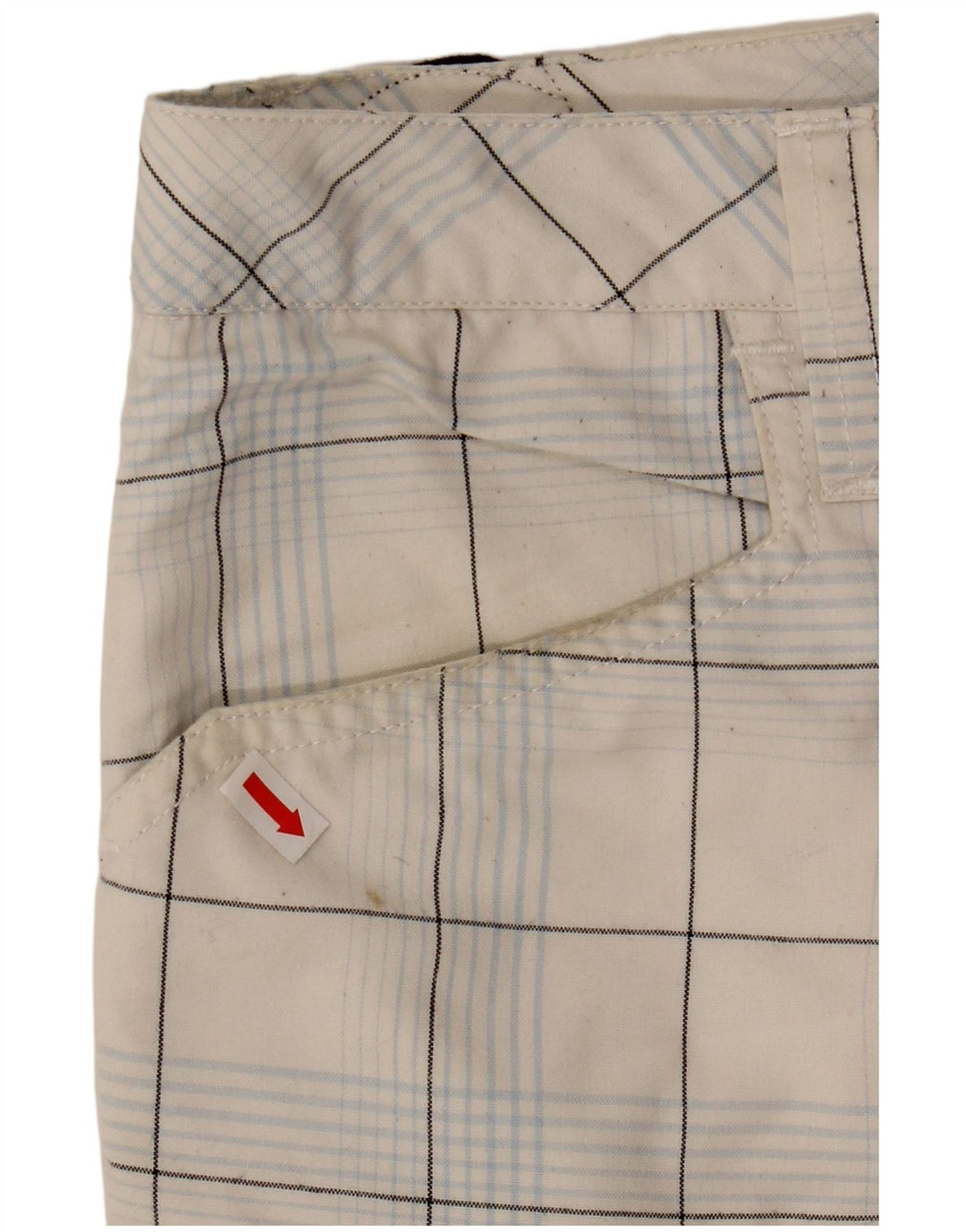 QUIKSILVER Pantalones cortos casuales gráficos para hombre W30 Poliéster a cuadros blancos medianos