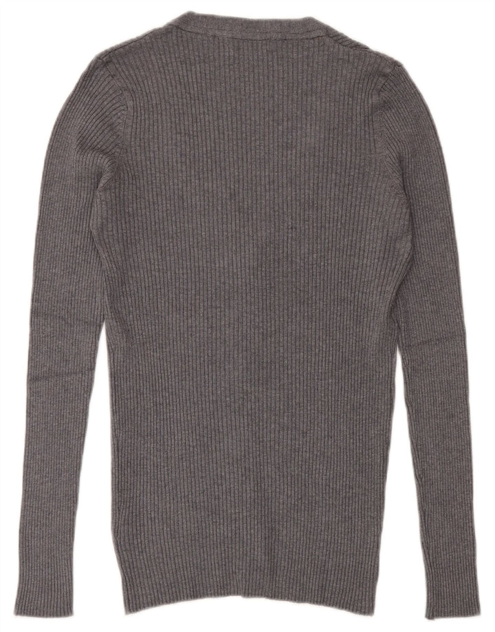 Zara Hombre Jersey Cárdigan Viscosa Gris Medio