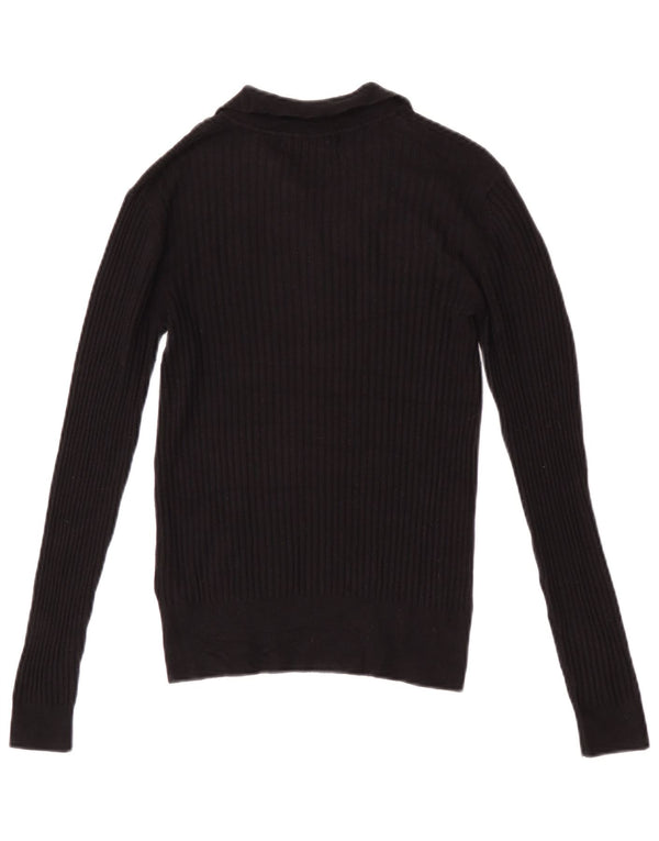 Marks & Spencer Polo de manga larga para mujer UK 8 Small Viscosa negra