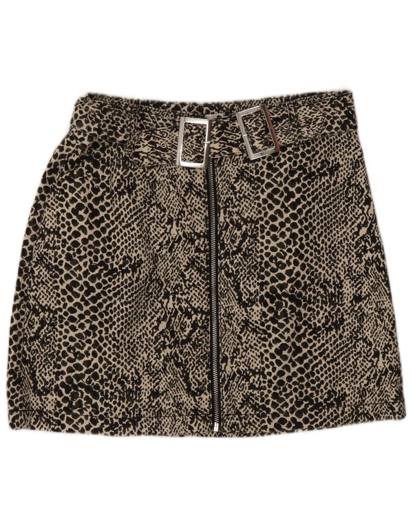 Topshop Minifalda para mujer UK 12 Medium W30 Negro Animal Print Algodón