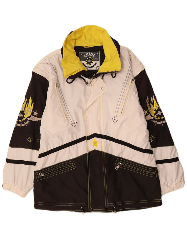 Killtec Chaqueta impermeable gráfica para hombre UK 40 Large Blanco Colorblock Poliéster