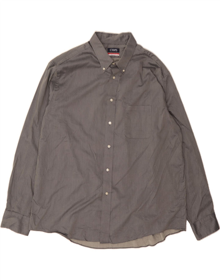 CHAPS Mens Regular Fit Shirt 2XL Grey Herringbone Vintage Chaps and Second-Hand Chaps from Messina Hembry 