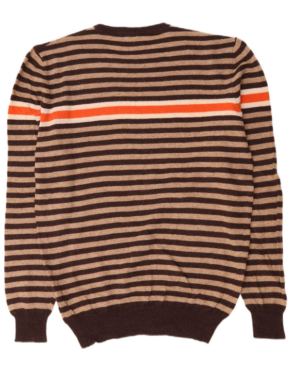 Woolrich Jersey De Cuello Redondo Para Hombre XL Lana A Rayas Beige