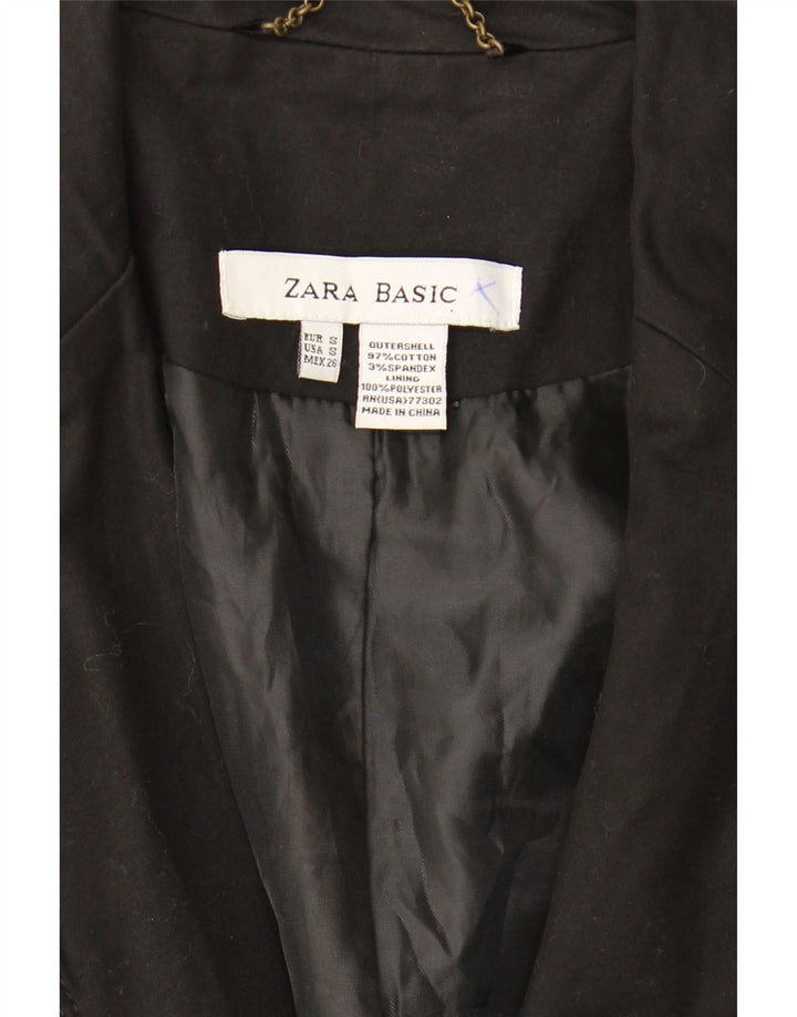 Zara Mujer Chaqueta Blazer De 1 Botón UK 10 Small Algodón Negro