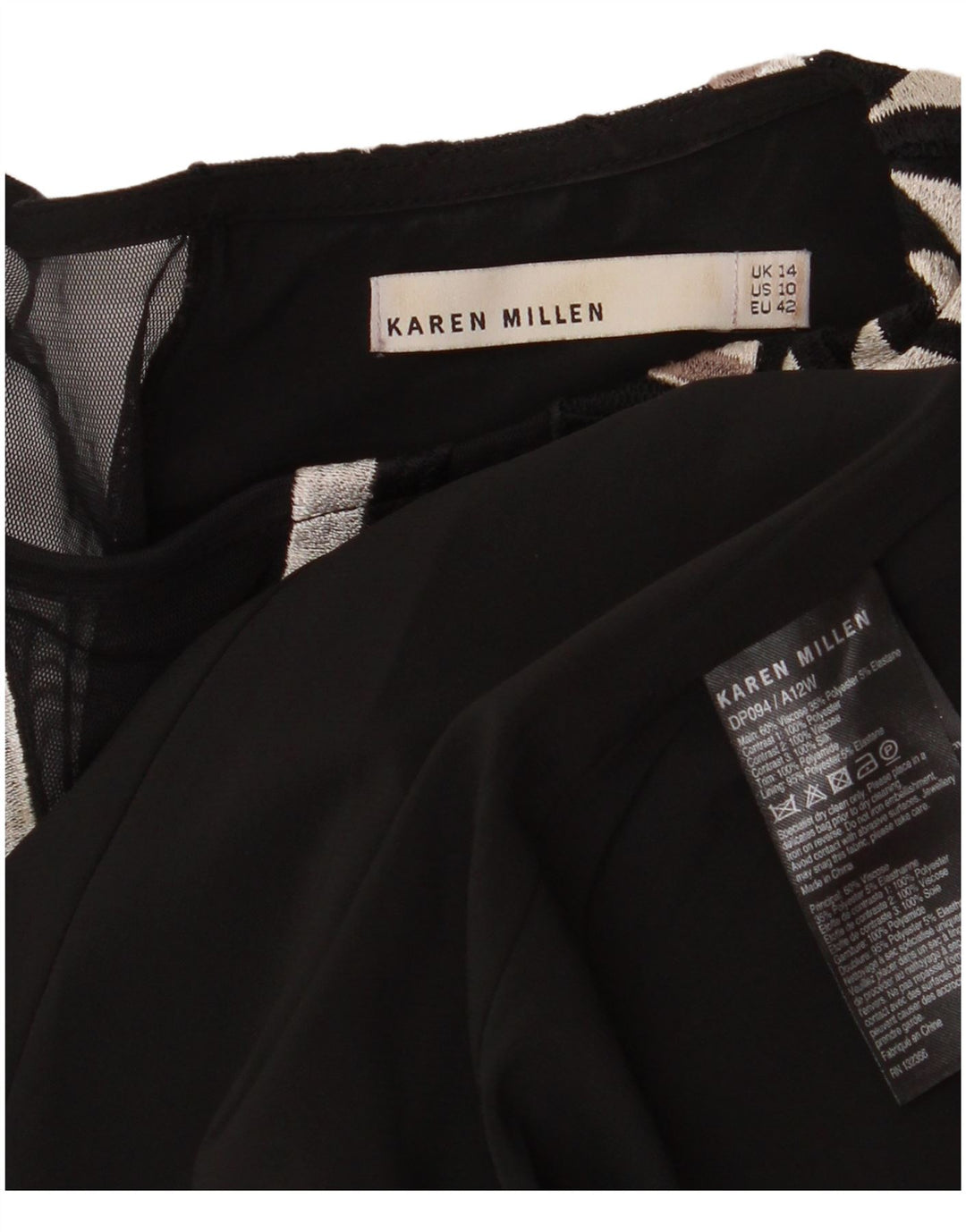 Karen Millen Vestido recto de manga 3/4 para mujer UK 44 Mediano Negro Geométrico