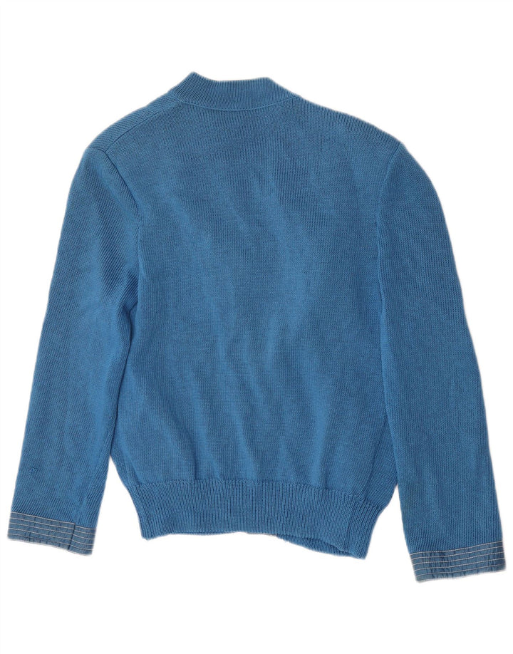 Vintage mujer Cardigan suéter IT 44 lana azul medio