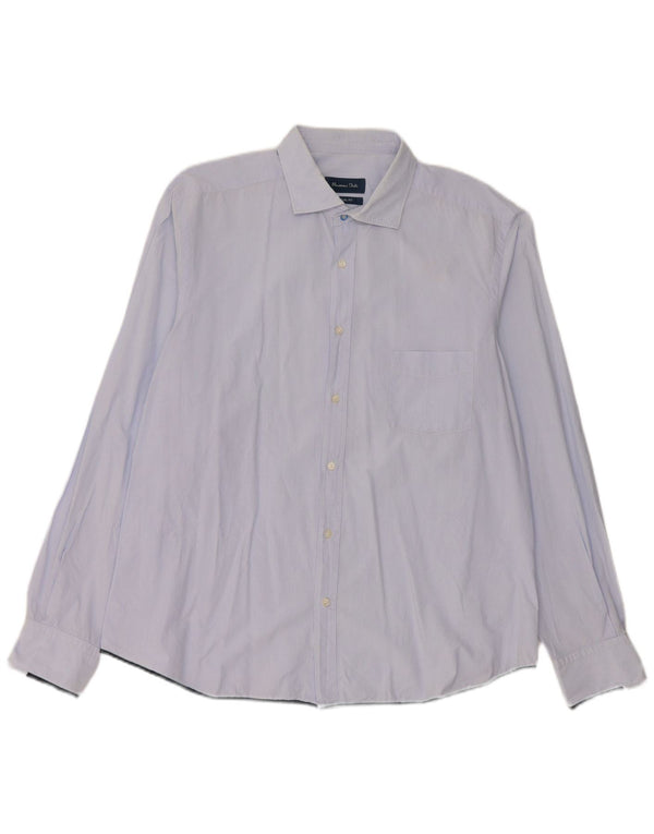 Massimo Dutti Camisa Casual Fit Hombre 2XL Azul Raya Pintada