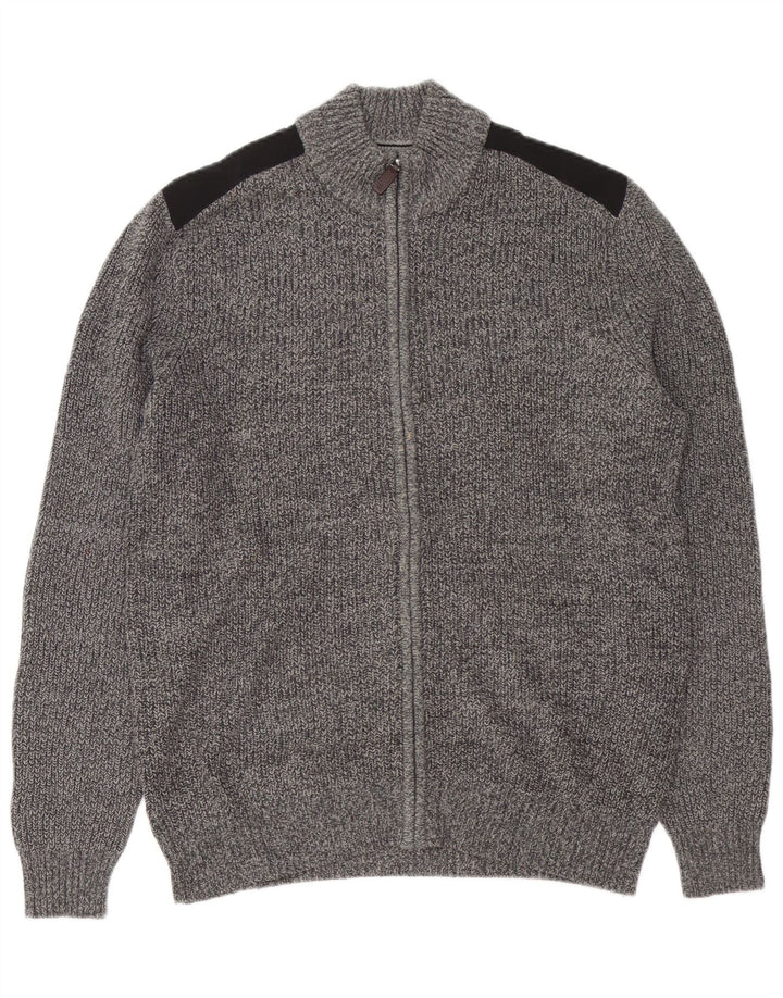 IZOD Cárdigan para hombre de algodón color block gris medio