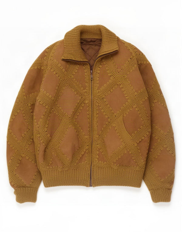 Vintage mujer ante bomber chaqueta Reino Unido 18 XL marrón