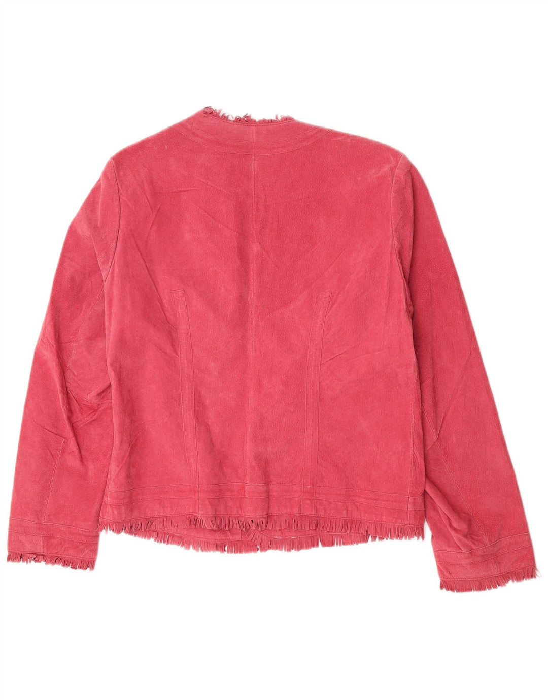 Centigrade Chaqueta de gamuza abierta para mujer Cuero rosa grande