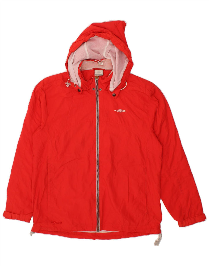 UMBRO Mens Hooded Rain Jacket UK 36 Small Red Polyester Vintage Umbro and Second-Hand Umbro from Messina Hembry 