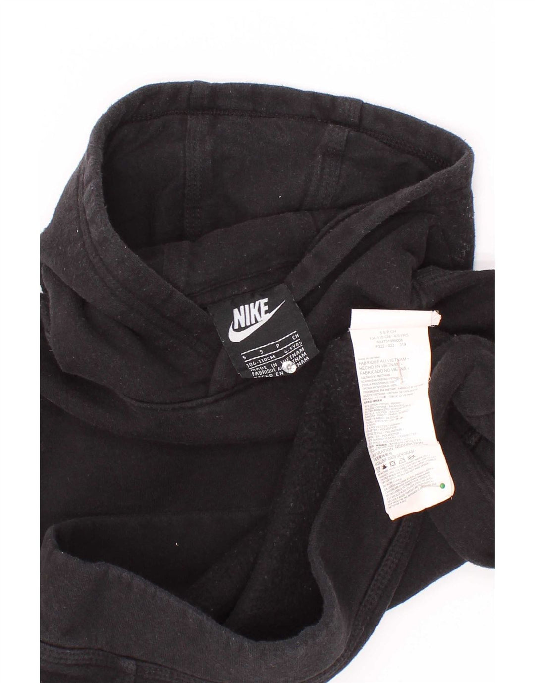 Nike Sudadera con capucha para niños de 4 a 5 años, talla pequeña, algodón negro