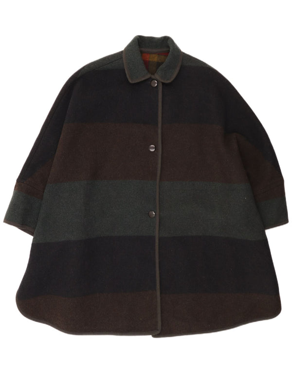 Vintage mujer Poncho abrigo un tamaño multicolor lana a rayas