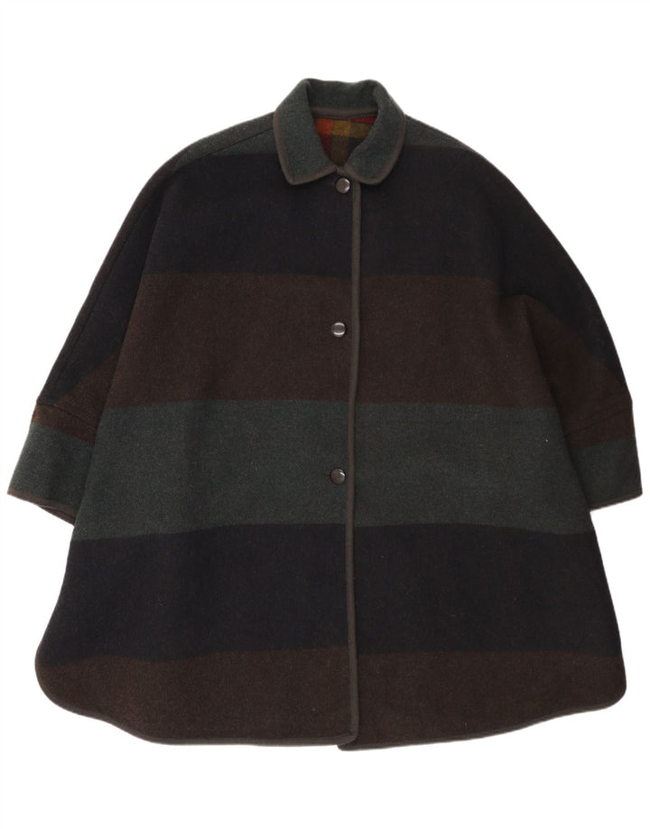 Vintage mujer Poncho abrigo un tamaño multicolor lana a rayas