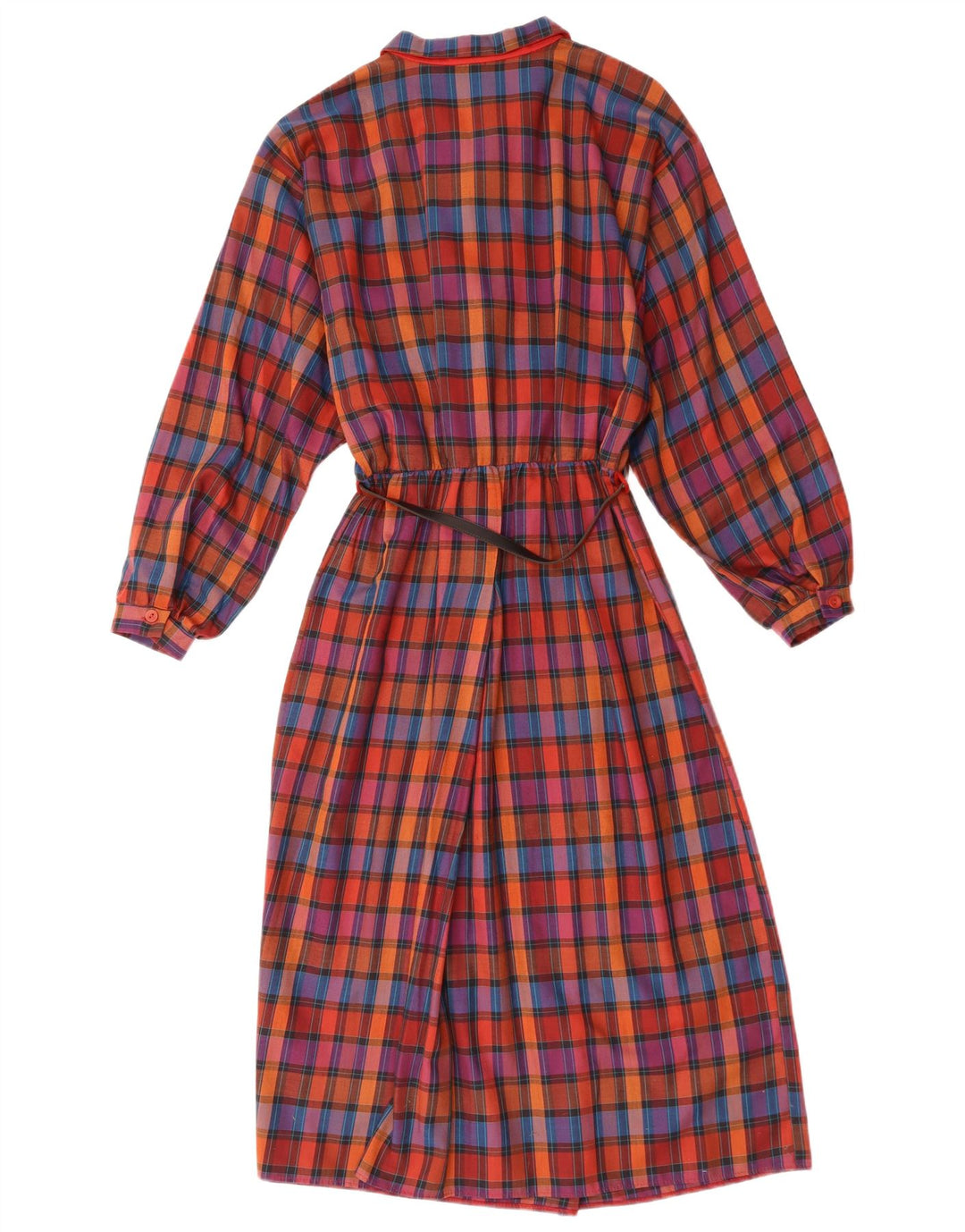 CALLE. BERNARD Vestido largo de manga larga para mujer Reino Unido 10 Pequeño algodón a cuadros rojos