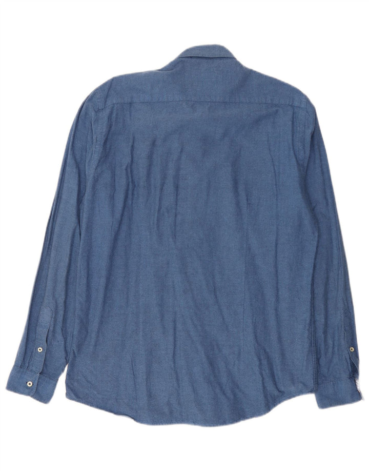 Zara Hombre Camisa Slim Fit Algodón Azul Grande