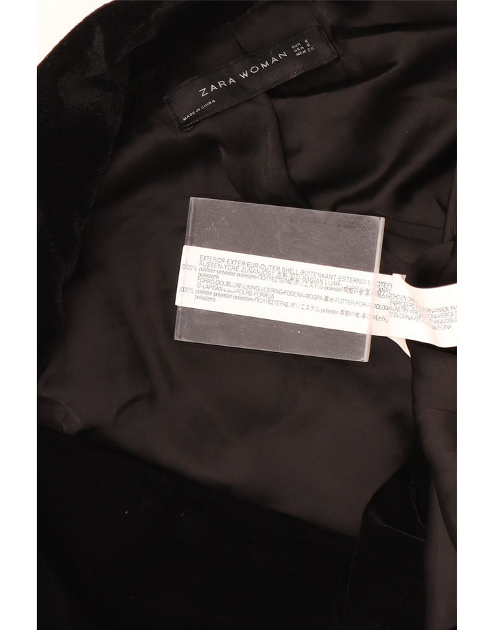 Zara Chaqueta Blazer De Terciopelo De Doble Botonadura para Mujer UK 10 Small Black