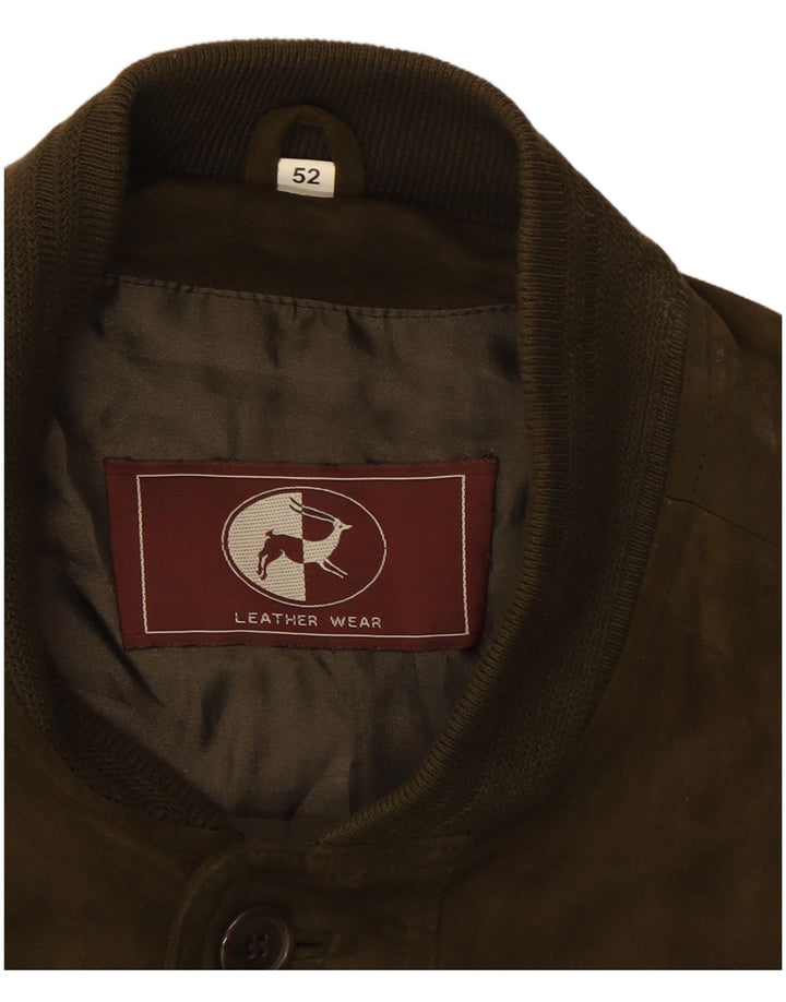 Vintage hombres ante bomber chaqueta IT 52 XL cuero marrón